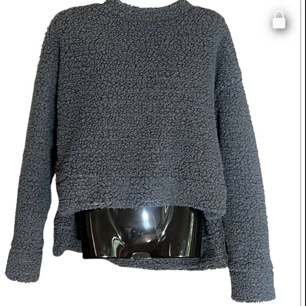 Priory Sherpa Bruna Smoke Gray NWOT Teddy Bear Sweater W Arm Vents Sz S/M‎